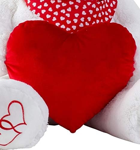 Lifestyle & More Reuze teddybeer knuffelbeer XXL 100 cm groot wit met hart pluche beer knuffel fluweelzacht - om van te houden