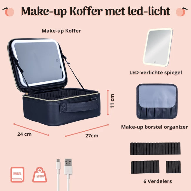 Make-up Koffer met LED Spiegel