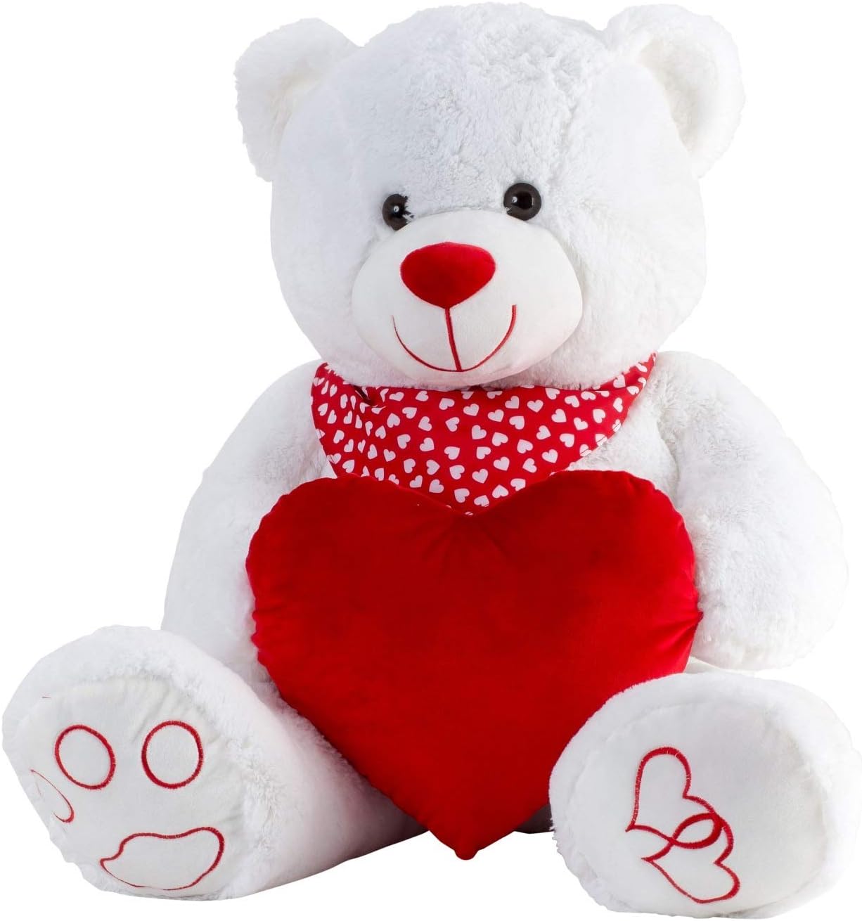 Lifestyle & More Reuze teddybeer knuffelbeer XXL 100 cm groot wit met hart pluche beer knuffel fluweelzacht - om van te houden