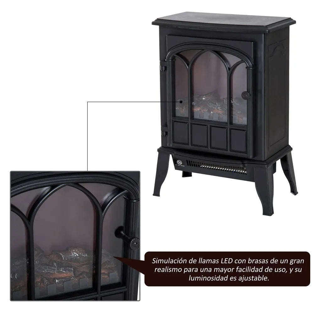 Homcom Elektrische Open Haard Decoratieve Vloerverwarming Kachel 1000/2000W