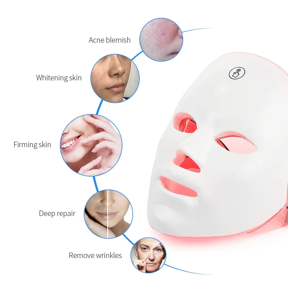 LED Masker | 7 kleuren LED lichttherapie masker | Huidverzorging | Huidverjongingsapparaat | Veilig voor alle huidtypes