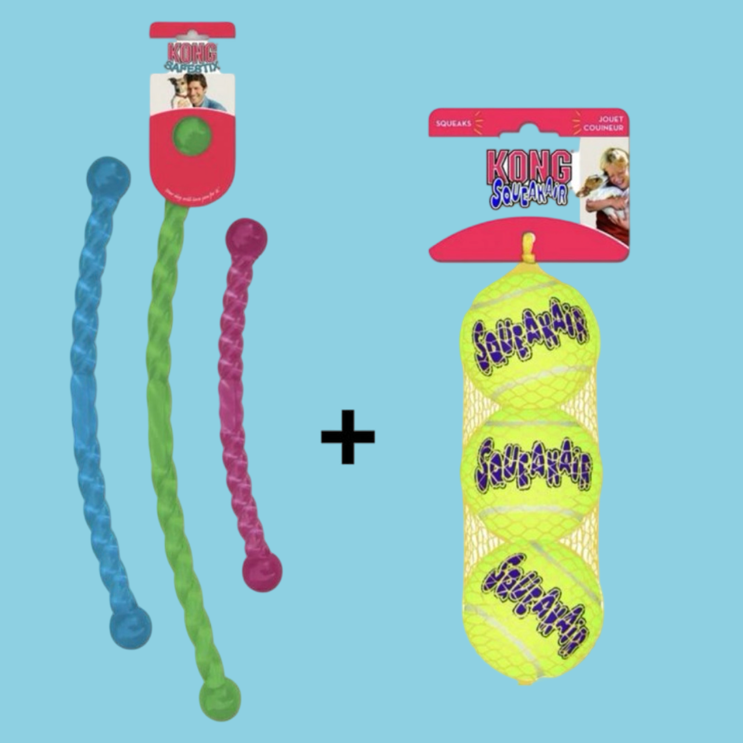 Combideal Kong - Safestix + Kong Squeakairs 3 Stuks (6 CM)