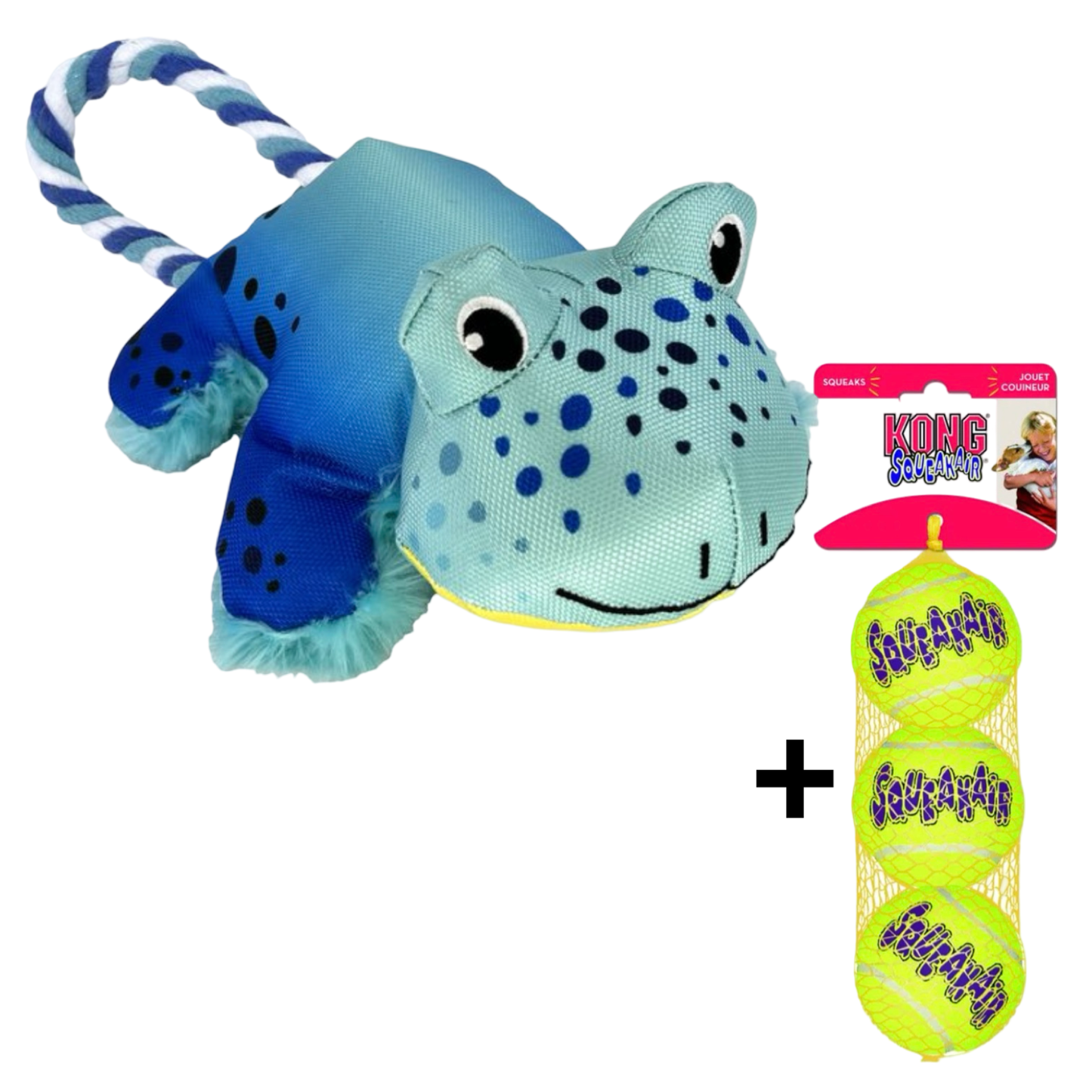 Combideal Kong Cozie Tuggz Kikker + Squeakairs Tennisballen