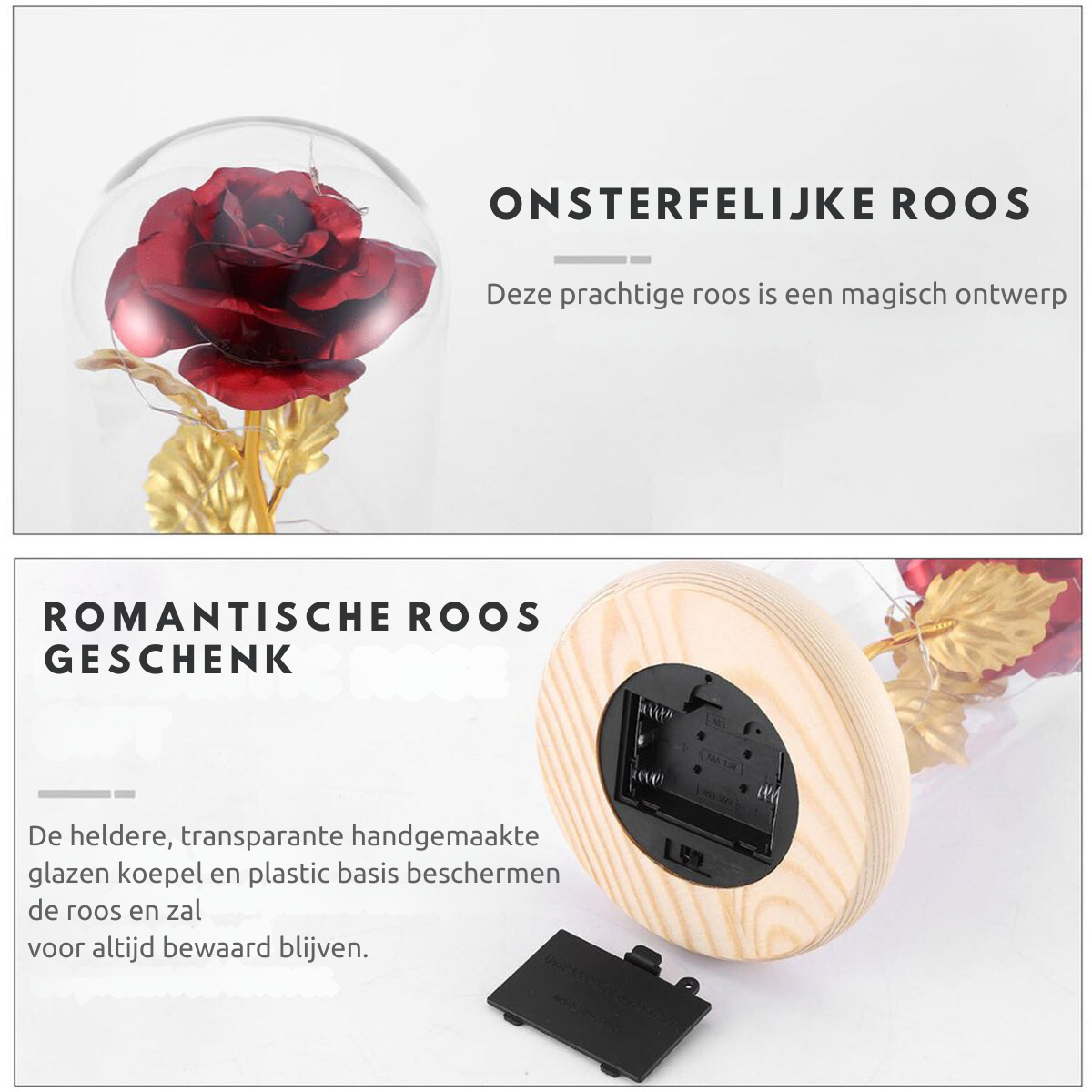 Galaxy Betoverende Roos LED Glazen Beeldscherm