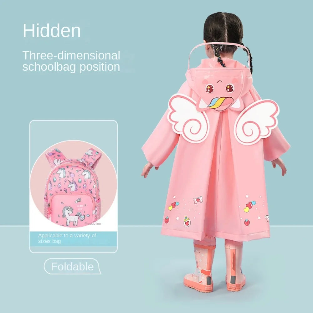 Schattige Kinderen Regenjas Wateproof Kinderen Dinosaurus Eenhoorn Regen Poncho Regenjas Jas Met Rugzak Positie Student Regenkleding
