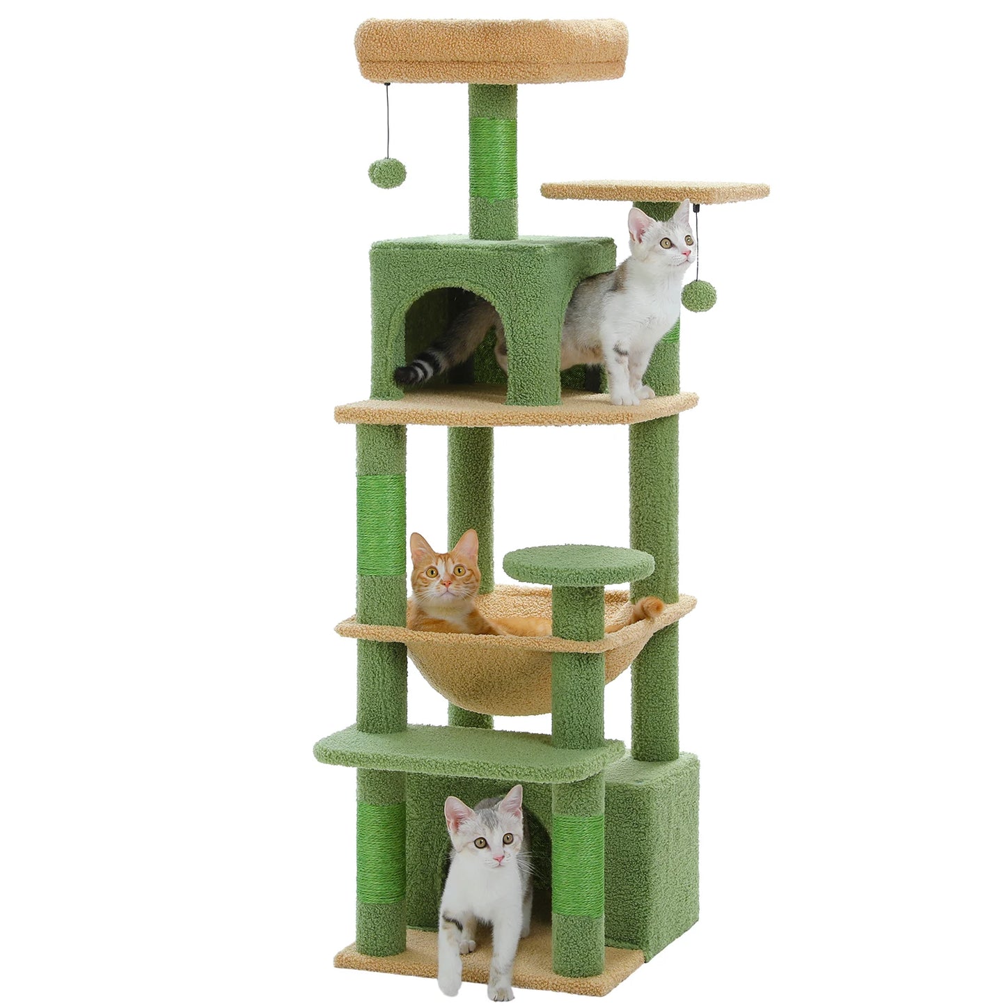 Hoge 136 cm krabpaaltoren met moderne ruime hangmatten Condos krabpalen huis dubbel gewatteerde zitstokken voor grote katten binnenshuis