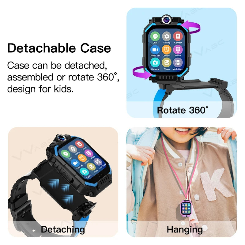 4G Locator Sim-kaart Kid Smart Watch met dubbele camera 1,83 inch Afneembare video-oproep Chat SOS Telefoontje Smartwatch voor kinderen