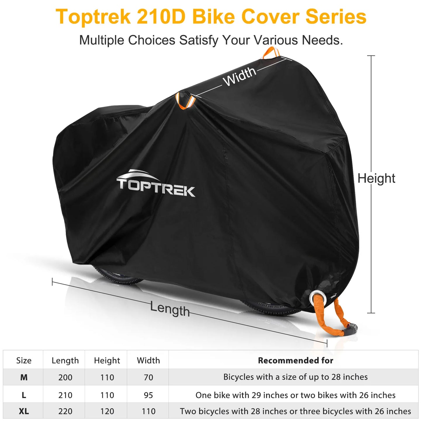 Toptrek Fietshoes 210D Oxford Buitenopslag Waterdicht en anti-UV Fietshoes met waterdicht membraan voor twee fietsen