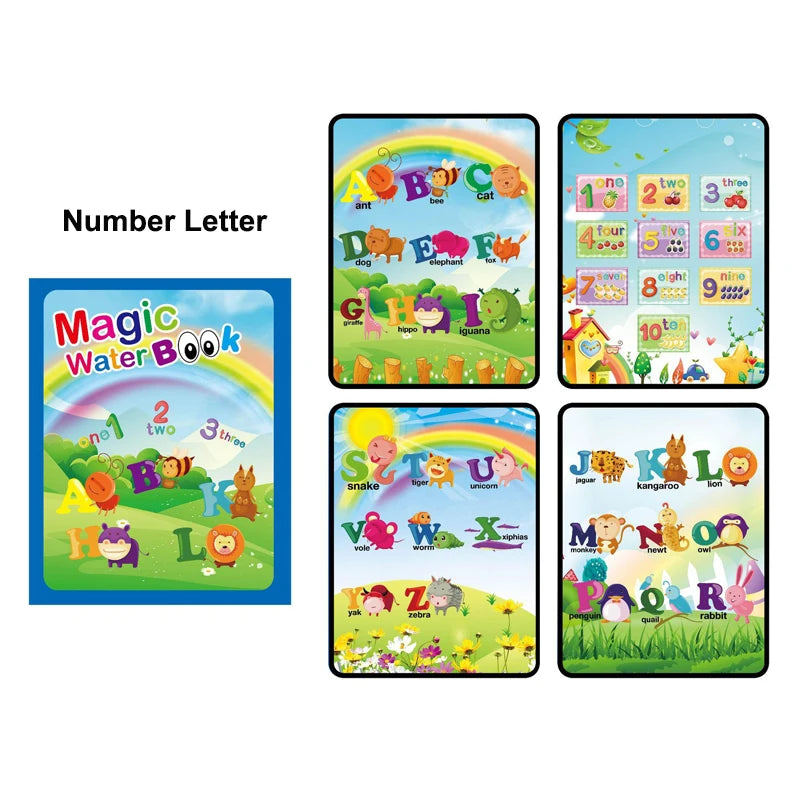 4-Pack Magische Water Kleurboeken voor Kinderen vanaf 2 Jaar - Herbruikbare Waterkleurboekjes met Magische Stift - Kleuren met Water - Educatief en Creatief Tekenboek voor Jongen en Meisje - Waterverf Graffiti Kleurboek - Sinterklaas - Toverstiften