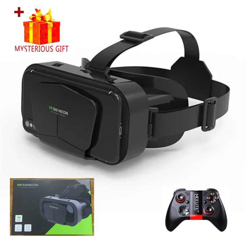 Shinecon Vr Bril 3d Headset Virtual Reality Apparaten Helm Viar Lenzen Goggle Voor Smartphone Mobiele Telefoon Smart Met Controller
