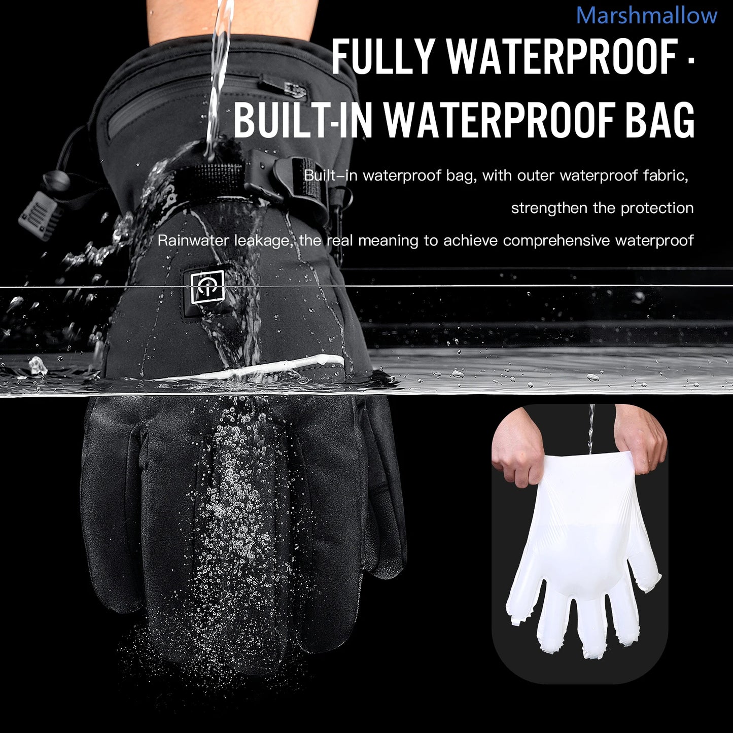 Waterproof USB Rechargeable Electric Heated Gloves Women Men Touchscreen Thermal Motorcycle Gloves Heated for Motorbike Skiing