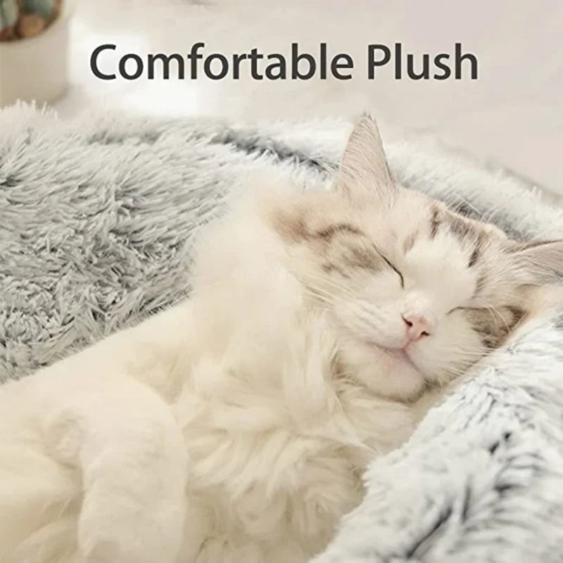 Winter pluche huisdier kattenbed rond kattenkussen kattenhuis 2-in-1 warme kattenmand huisdier slaapzak kitten nest kennel voor kleine hondenkatten