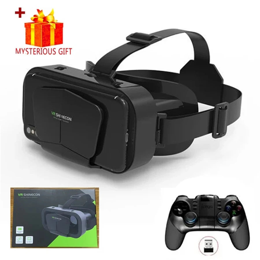 Shinecon Vr Bril 3d Headset Virtual Reality Apparaten Helm Viar Lenzen Goggle Voor Smartphone Mobiele Telefoon Smart Met Controller