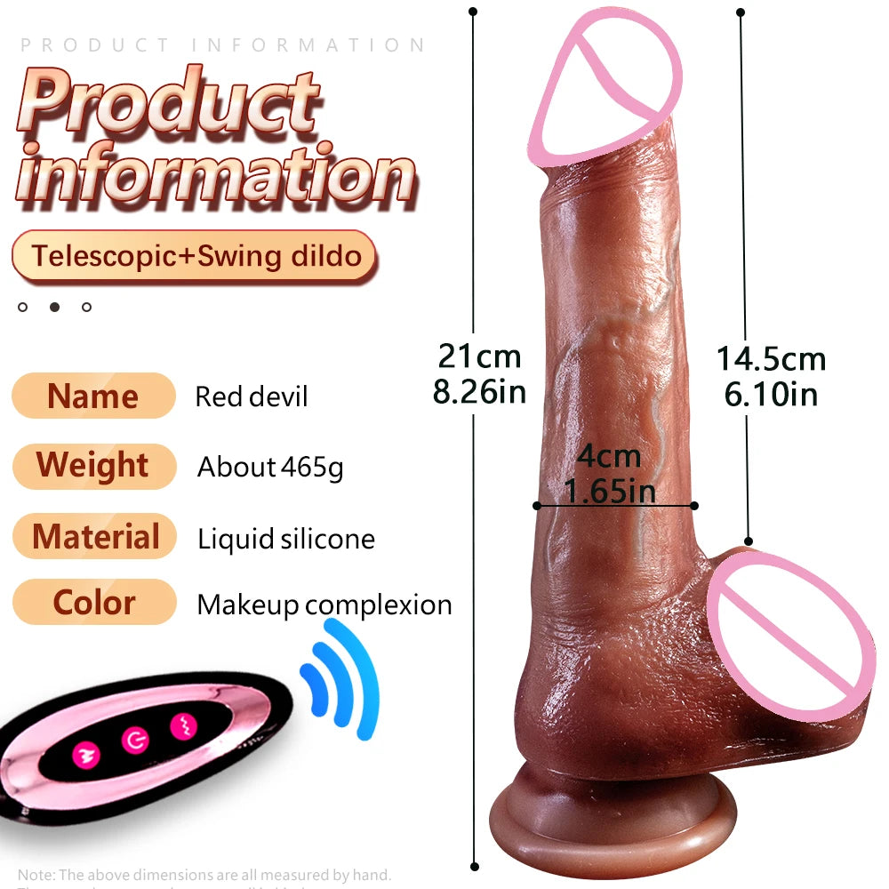Enorme Grote Zachte Vibrator Verwarming Realistische Dildo Voor Vrouw Mannen Draadloze Telescopische Dick Masturbator Penis G Spot Vagina