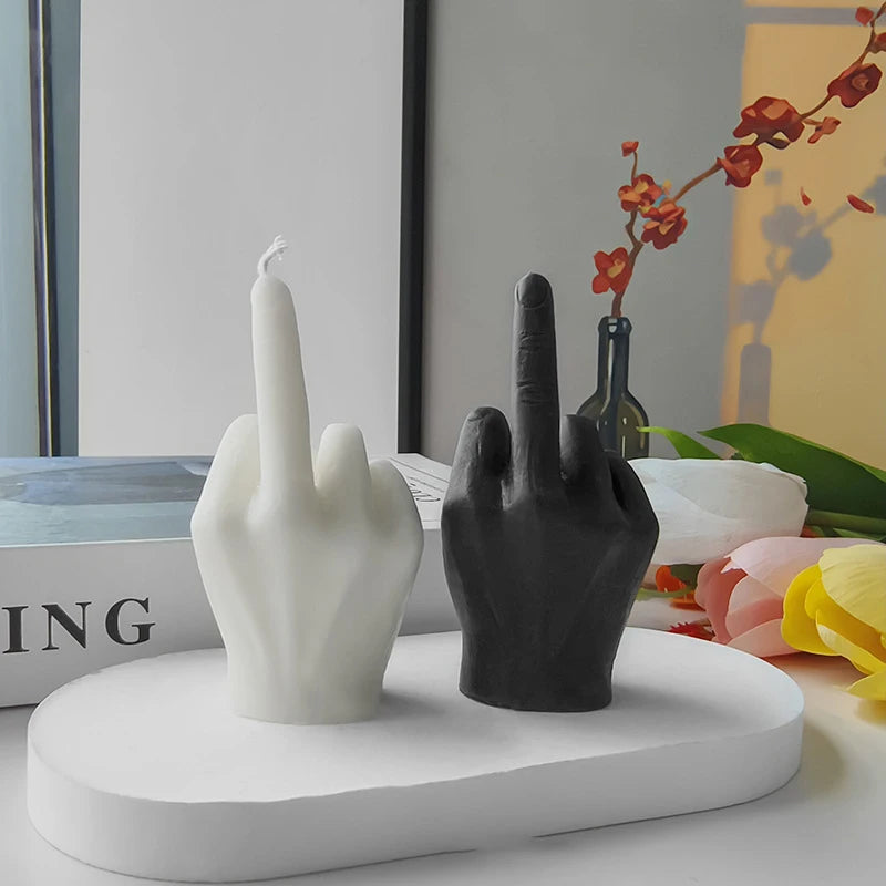 1 Stuk Wit/Zwart Creatieve Kaarsen Middelvingervormige Gebaar Geurkaarsen Niche Grappige Eigenzinnige Geschenken Huisdecoratie Ornamenten