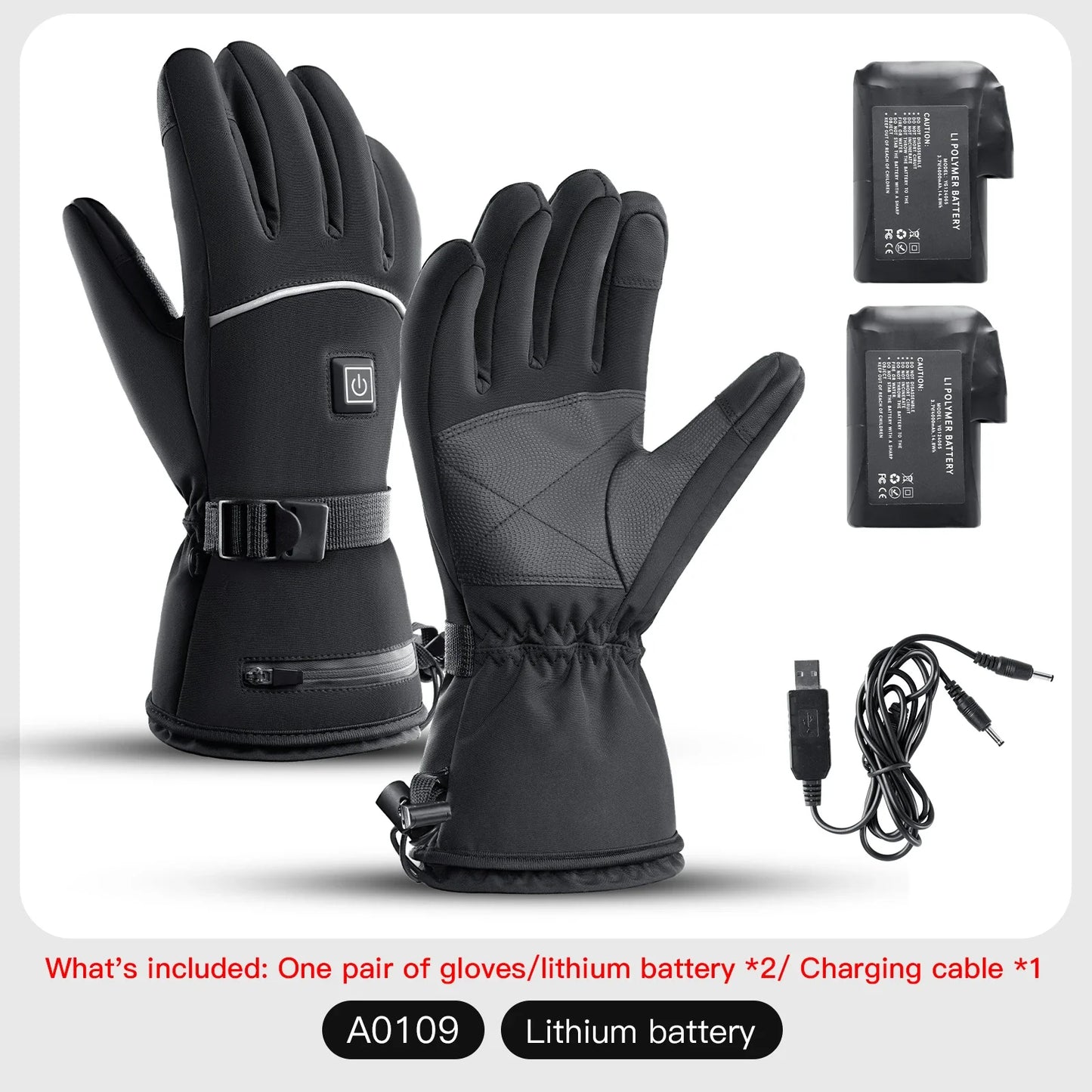 Waterproof USB Rechargeable Electric Heated Gloves Women Men Touchscreen Thermal Motorcycle Gloves Heated for Motorbike Skiing