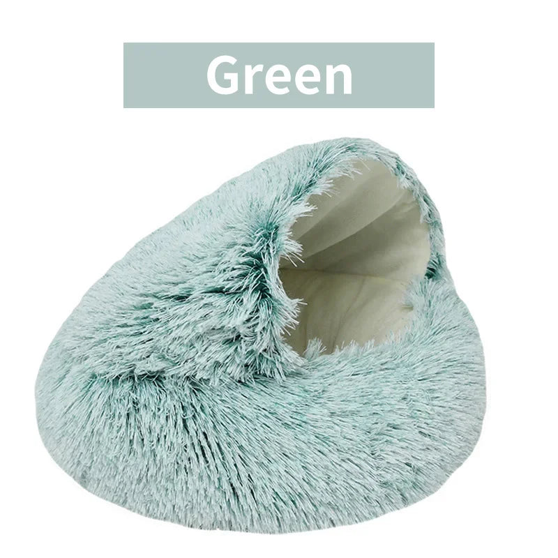 Winter pluche huisdier kattenbed rond kattenkussen kattenhuis 2-in-1 warme kattenmand huisdier slaapzak kitten nest kennel voor kleine hondenkatten