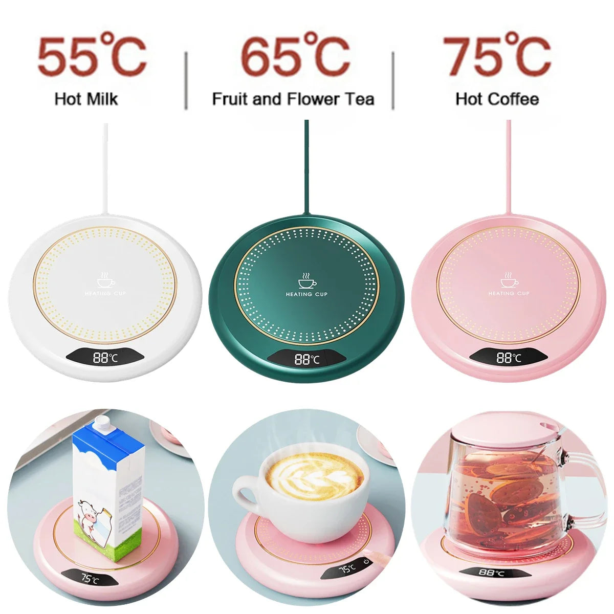 Draagbare bekerwarmer intelligente constante temperatuur drankverwarmer met Smart Touch Switch USB Cup Warmer voor kopjes en glazen met platte bodem