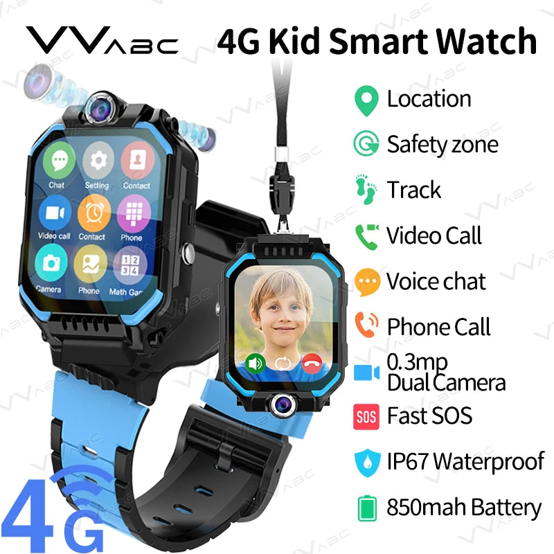 4G Locator Sim-kaart Kid Smart Watch met dubbele camera 1,83 inch Afneembare video-oproep Chat SOS Telefoontje Smartwatch voor kinderen