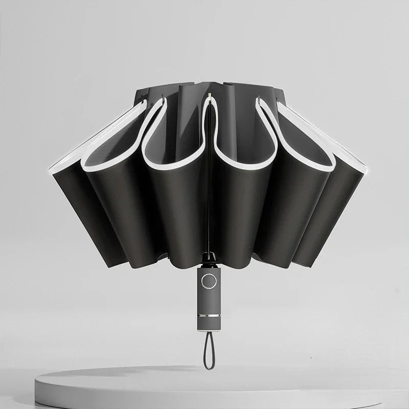 Automatische Opvouwbare Paraplu - Omgekeerd Design - Windproof - Lichtgewicht - Reflectie - Omgekeerd Design - Licht Groen