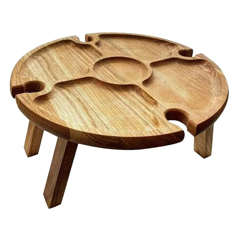 Houten Outdoor Draagbare Opvouwbare Wijn Picknick Tafel Camping Kaasplankje Opvouwbare Snack Tafel Wijnrek Toeristisch Fruit Tafel