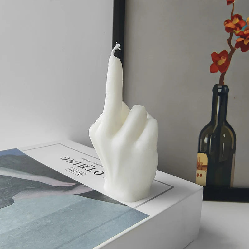 1 Stuk Wit/Zwart Creatieve Kaarsen Middelvingervormige Gebaar Geurkaarsen Niche Grappige Eigenzinnige Geschenken Huisdecoratie Ornamenten