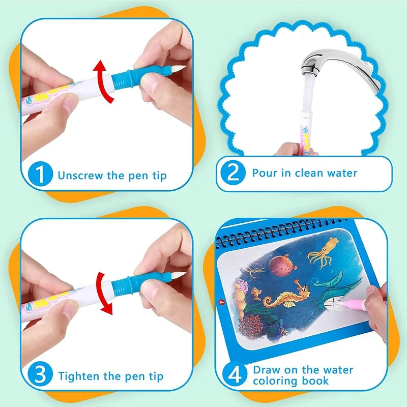 4-Pack Magische Water Kleurboeken voor Kinderen vanaf 2 Jaar - Herbruikbare Waterkleurboekjes met Magische Stift - Kleuren met Water - Educatief en Creatief Tekenboek voor Jongen en Meisje - Waterverf Graffiti Kleurboek - Sinterklaas - Toverstiften