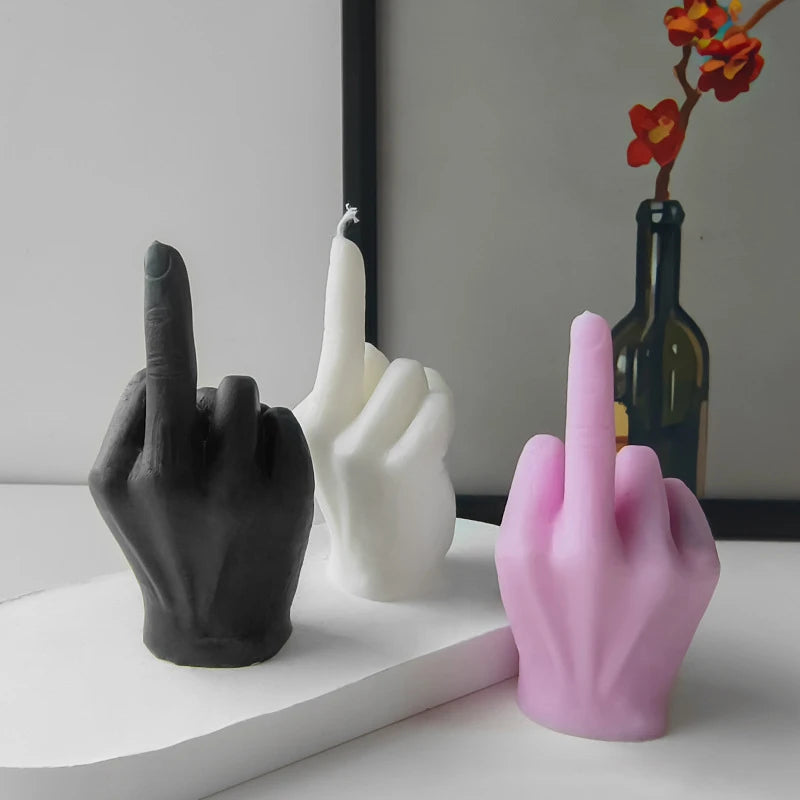 1 Stuk Wit/Zwart Creatieve Kaarsen Middelvingervormige Gebaar Geurkaarsen Niche Grappige Eigenzinnige Geschenken Huisdecoratie Ornamenten