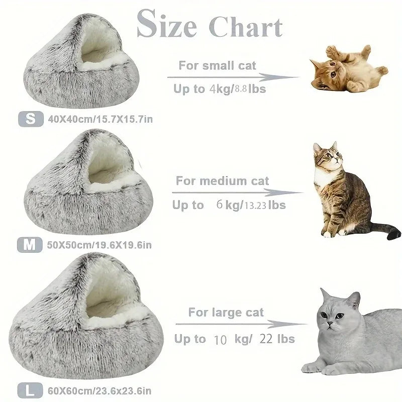Winter pluche huisdier kattenbed rond kattenkussen kattenhuis 2-in-1 warme kattenmand huisdier slaapzak kitten nest kennel voor kleine hondenkatten