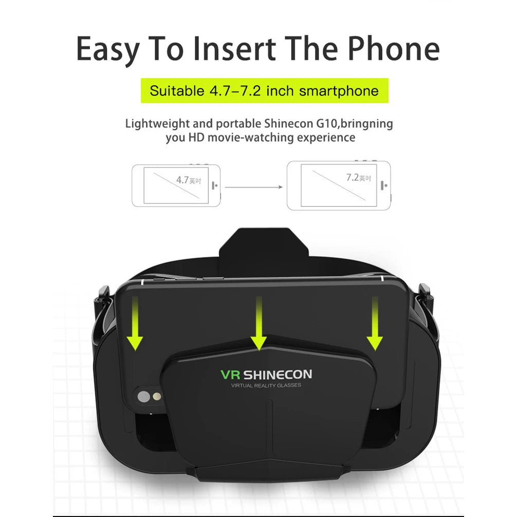Shinecon Vr Bril 3d Headset Virtual Reality Apparaten Helm Viar Lenzen Goggle Voor Smartphone Mobiele Telefoon Smart Met Controller