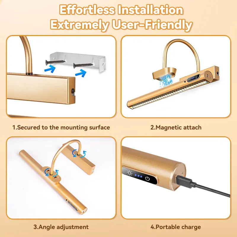 LEQUXXNR 4000mAH Schilderij Foto Licht Portret Met Afstandsbediening Woonkamer Draadloze Wandlamp Art Display Oplaadbare Batterij Werkt (35 CM usb 4000mAH)