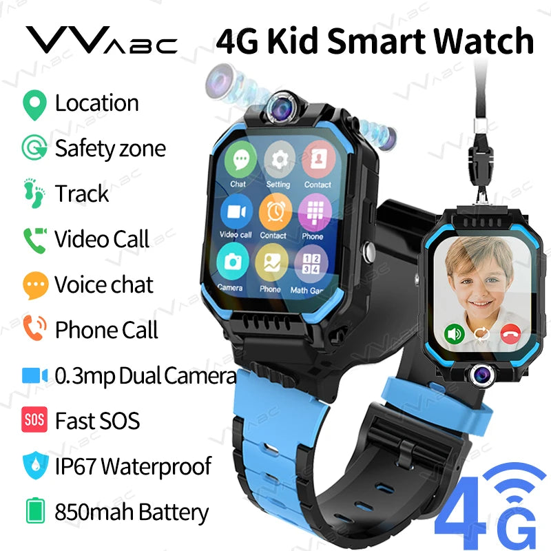 4G Locator Sim-kaart Kid Smart Watch met dubbele camera 1,83 inch Afneembare video-oproep Chat SOS Telefoontje Smartwatch voor kinderen