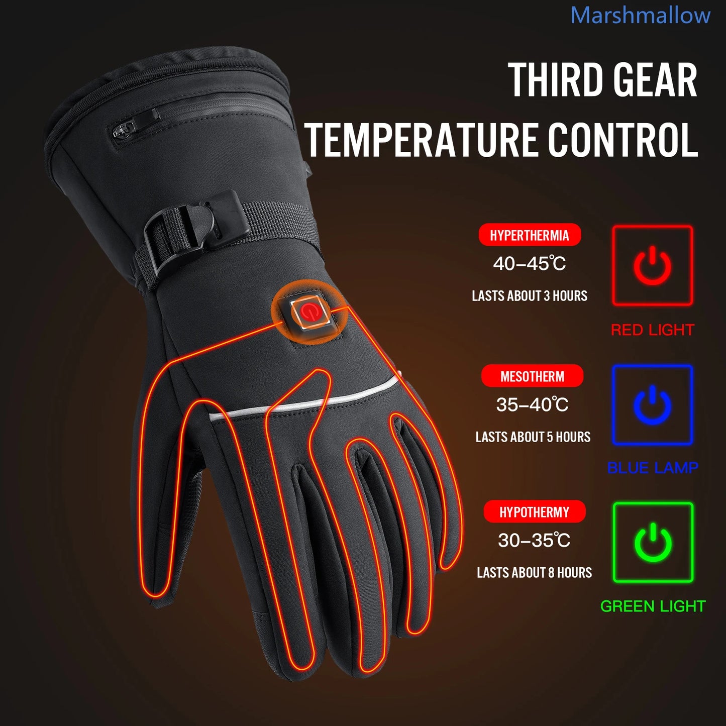 Waterproof USB Rechargeable Electric Heated Gloves Women Men Touchscreen Thermal Motorcycle Gloves Heated for Motorbike Skiing