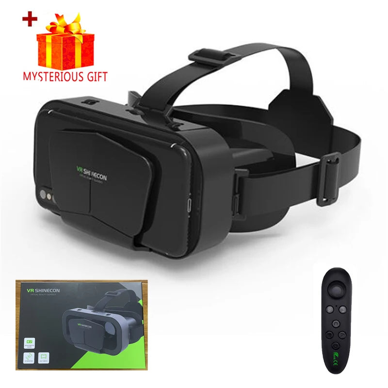 Shinecon Vr Bril 3d Headset Virtual Reality Apparaten Helm Viar Lenzen Goggle Voor Smartphone Mobiele Telefoon Smart Met Controller