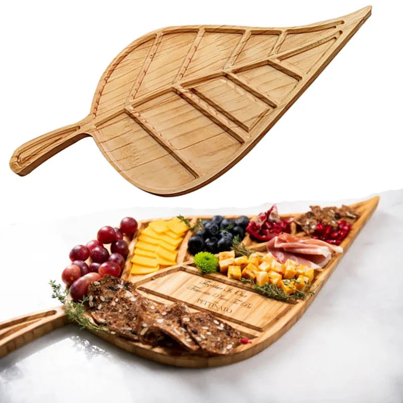 Smakelijk Wijnbord Houten Serveerschaal Bladvorm Charcuterie Bord Schotel Kaas Feestartikelen Aperitief Ornament