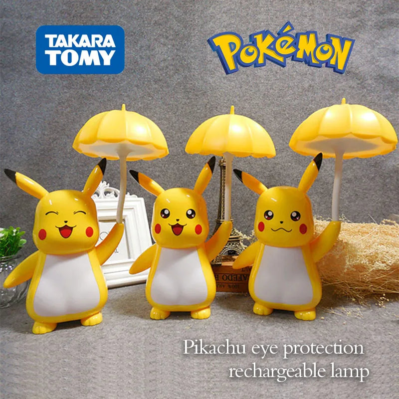 Nieuwe Echte Pokemon Pikachu Bureaulamp 3 Versnellingen Verstelbare Licht Usb Opladen Led Oogbescherming Night Light Kids Studie Levert