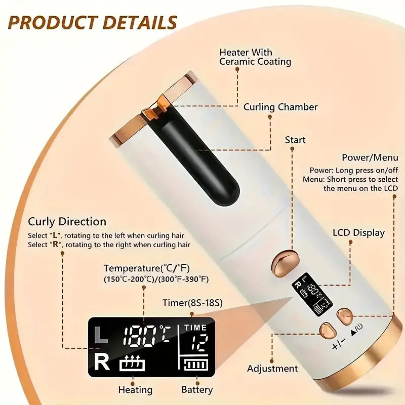Draadloze automatische haarkruller