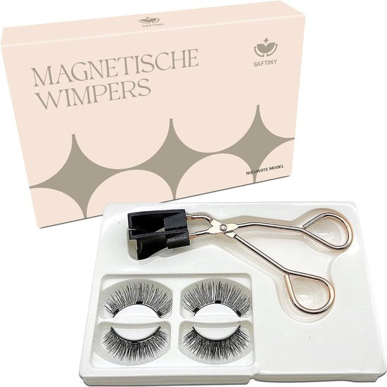 4-delige magnetische kunstwimpersset met applicator - Herbruikbaar, geen lijm nodig, professionele oogmake-up tools, alcoholvrij, ongeparfumeerd kunststof materiaal
