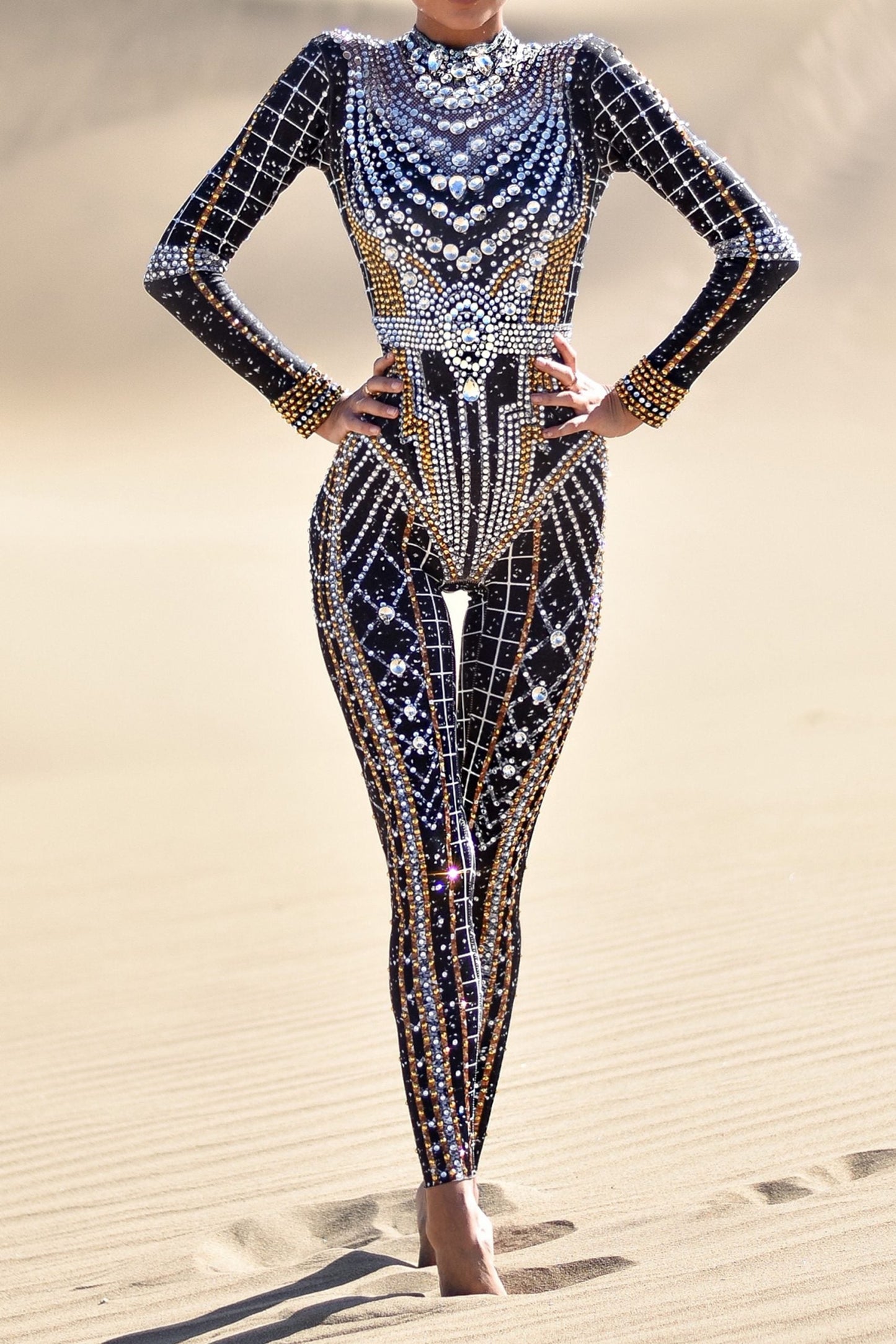Dominique luxury rhinestone jumpsuit