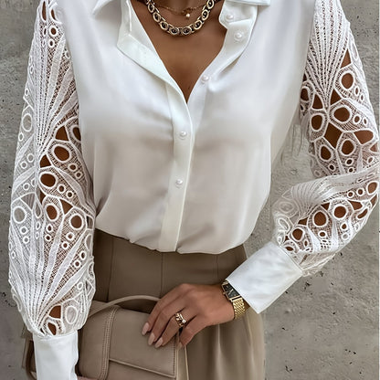 Elegante Blouse met Houten Kant Details