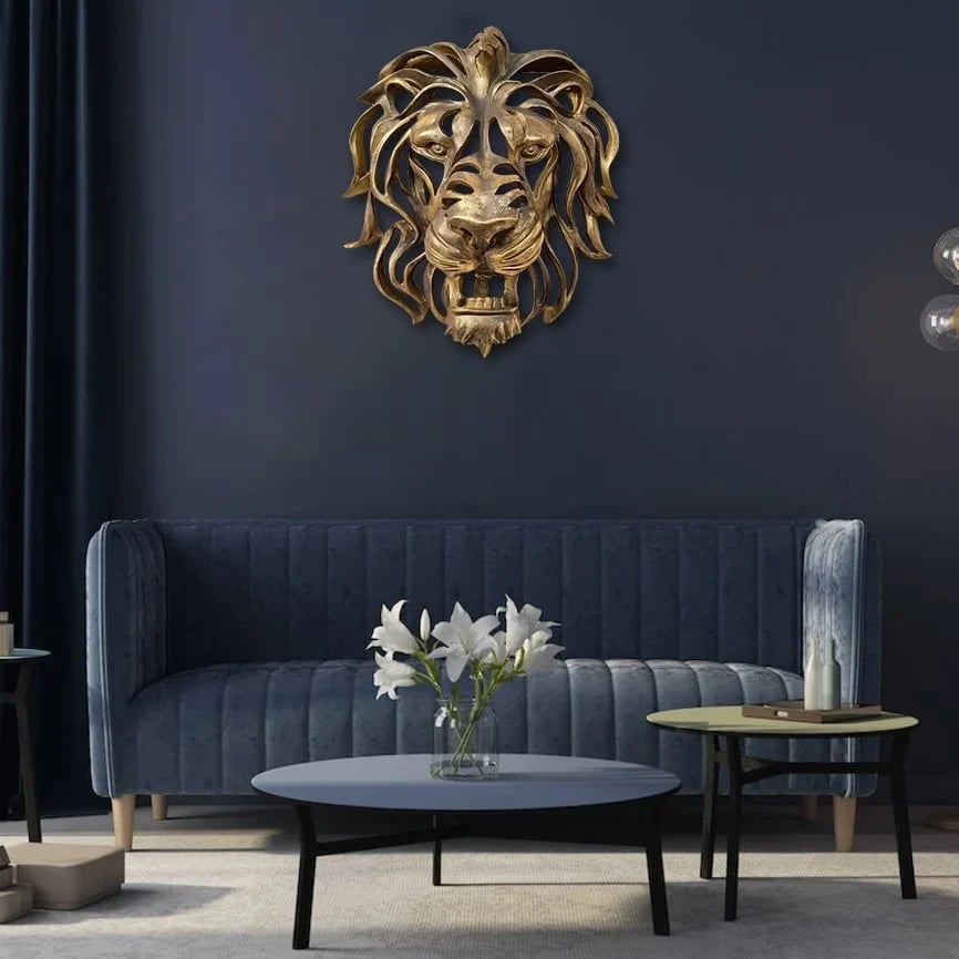 Metalen Leeuwenkop Wanddecoratie