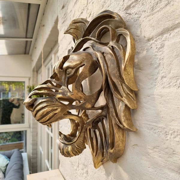 Metalen Leeuwenkop Wanddecoratie