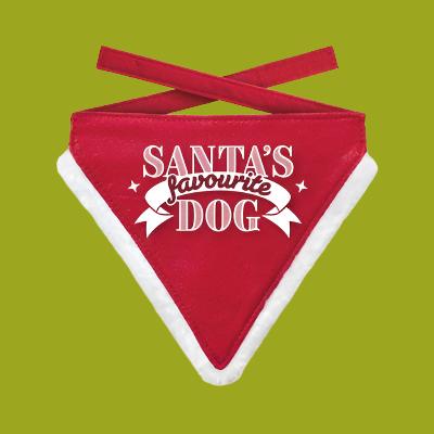Plenty Gifts - Kerst Bandana Santa's Favourite Dog Rood