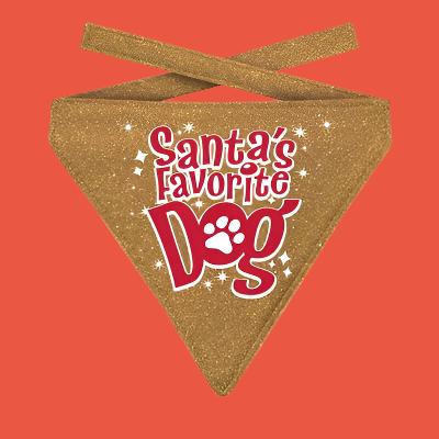 Plenty Gifts - Kerst Bandana Santa's Favorite Dog Glitter Goud