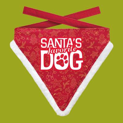Plenty Gifts - Kerst Bandana Santa's Favorite Dog Poot Rood