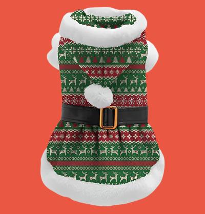 Plenty Gifts - Kerst Hondenjurk Gestreept Rood / Groen