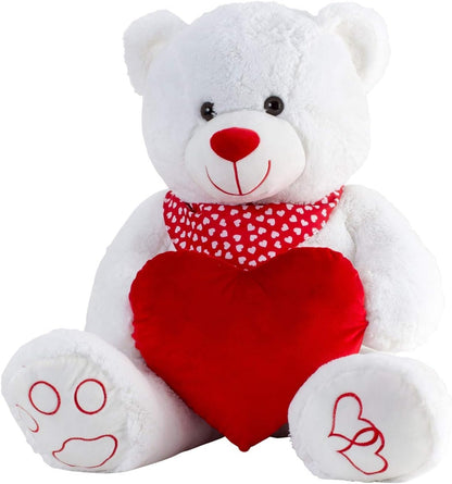Lifestyle & More Reuze teddybeer knuffelbeer XXL 100 cm groot wit met hart pluche beer knuffel fluweelzacht - om van te houden