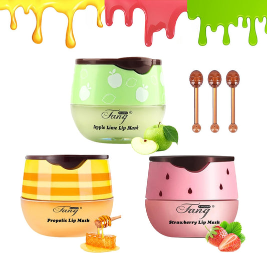Bee Balsem Lippenbalsem, 3 stuks, honingbalsem, vochtinbrengend lippenmasker voor dag en nacht, lippenverzorging, tegen droge lippen, lipscrub, lippenverzorgingsstift