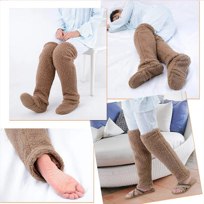 Pluizige Dij Hoge Sokken Vrouwen Winter Warme Voeten Kousen Teddy Benen Fuzzy Knie Hoge Winter Sokken Warme Slaap Sokken Voet Warming