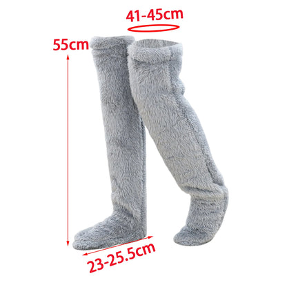 Pluizige Dij Hoge Sokken Vrouwen Winter Warme Voeten Kousen Teddy Benen Fuzzy Knie Hoge Winter Sokken Warme Slaap Sokken Voet Warming